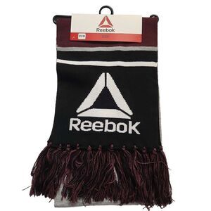 Reebok Unisex Gray Black Burgundy Knit Sweater Scarf